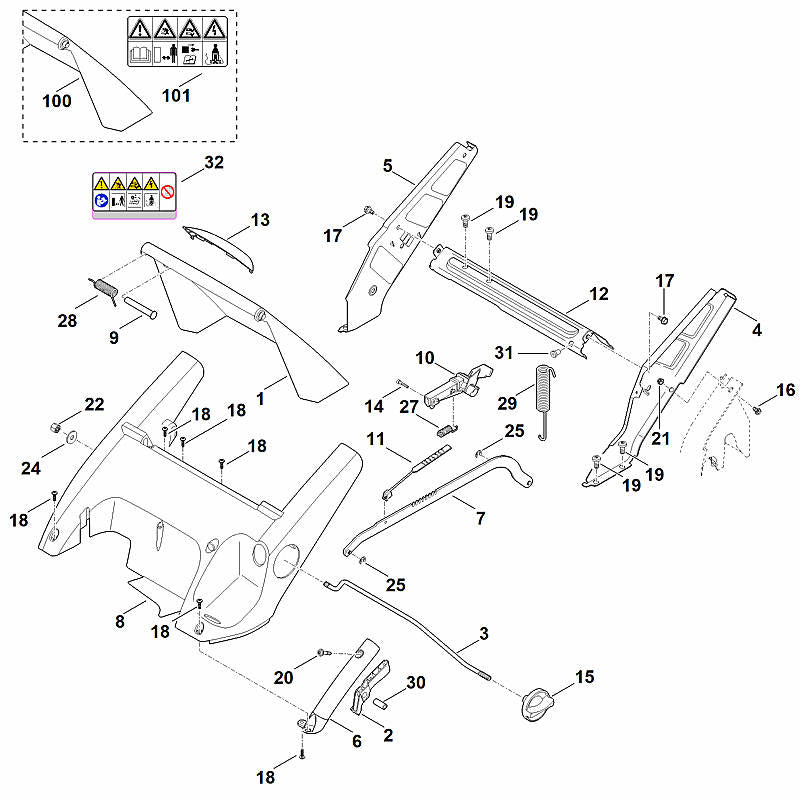 STIHL Warning note OEM 00009677408 technical drawing position 32