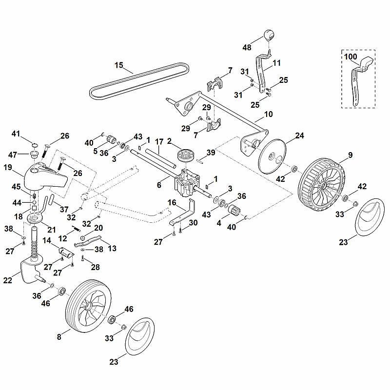 STIHL Handle OEM 00009898100 technical drawing position 48