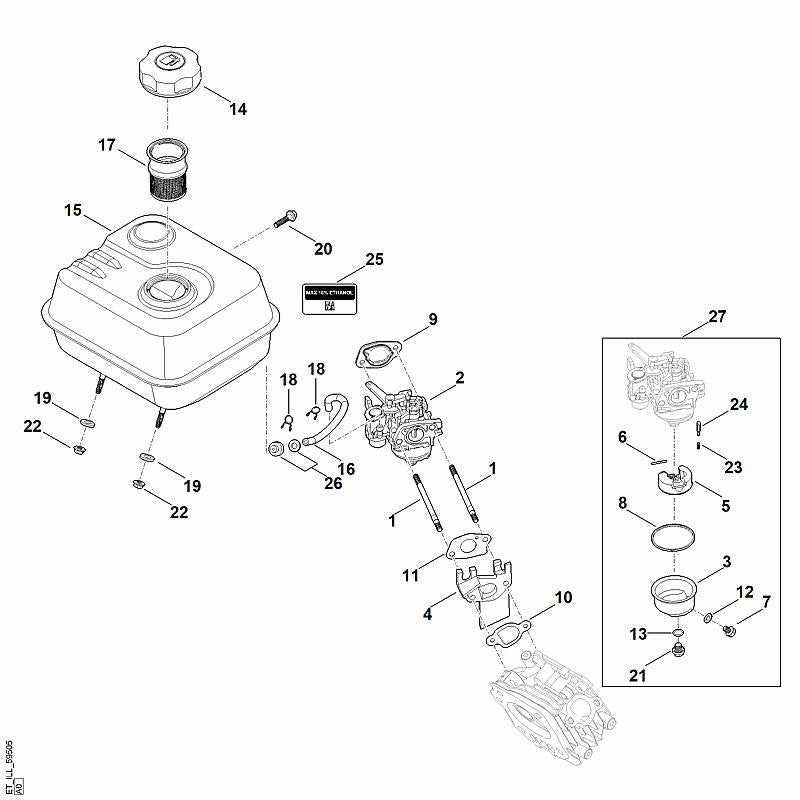 STIHL Repair kit (tank) OEM 00040071800 technical drawing position 15