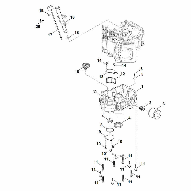 STIHL Oil filter OEM 00040209602 technical drawing position 3