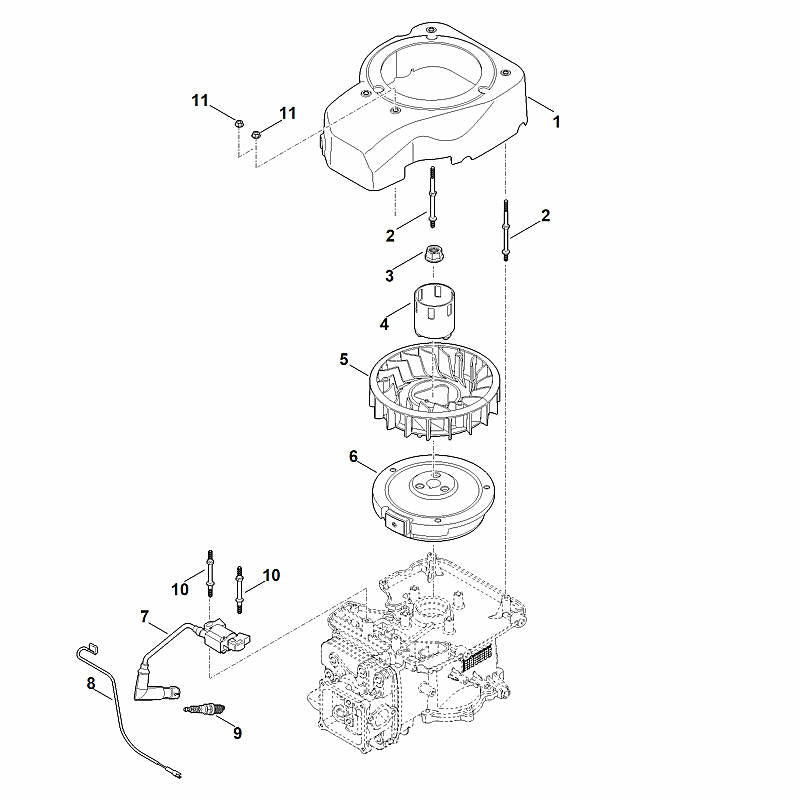 STIHL Spark plug OEM 00044007001 technical drawing position 9