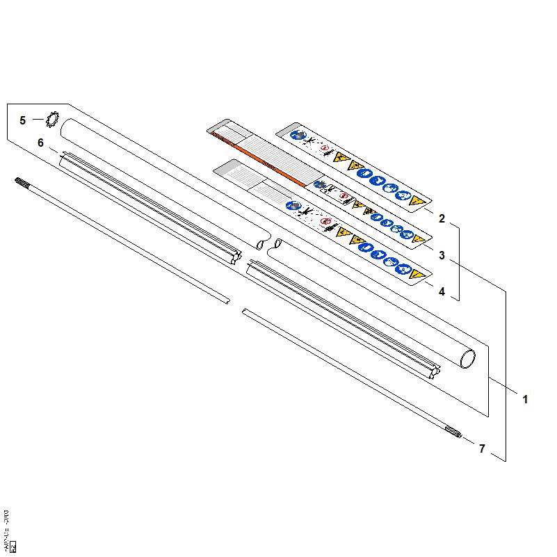 STIHL Drive tube assembly Ø 28 mm x 1.36 m / 1 1/8 x 53 9/16" OEM 41477107106 technical drawing position 1