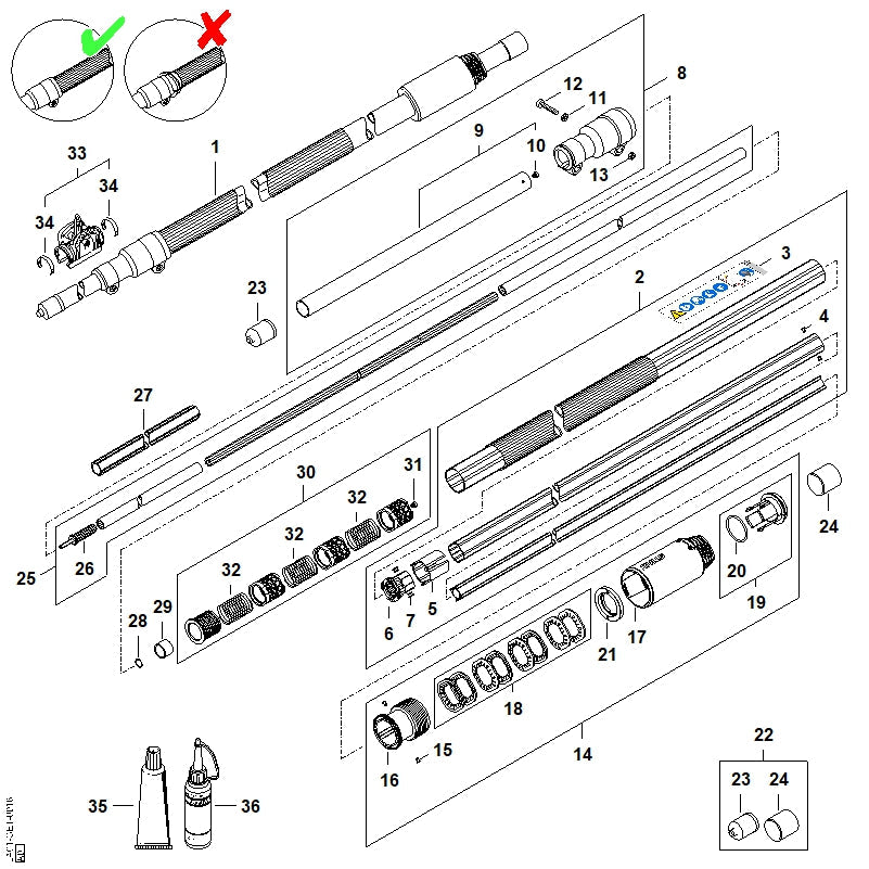 STIHL Drive shaft OEM 41827103235 technical drawing position 25