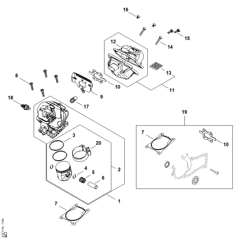 STIHL Piston pin OEM 11400341501 technical drawing position 6