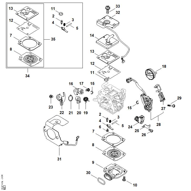 STIHL Pump gasket OEM 11421290900 technical drawing position 13