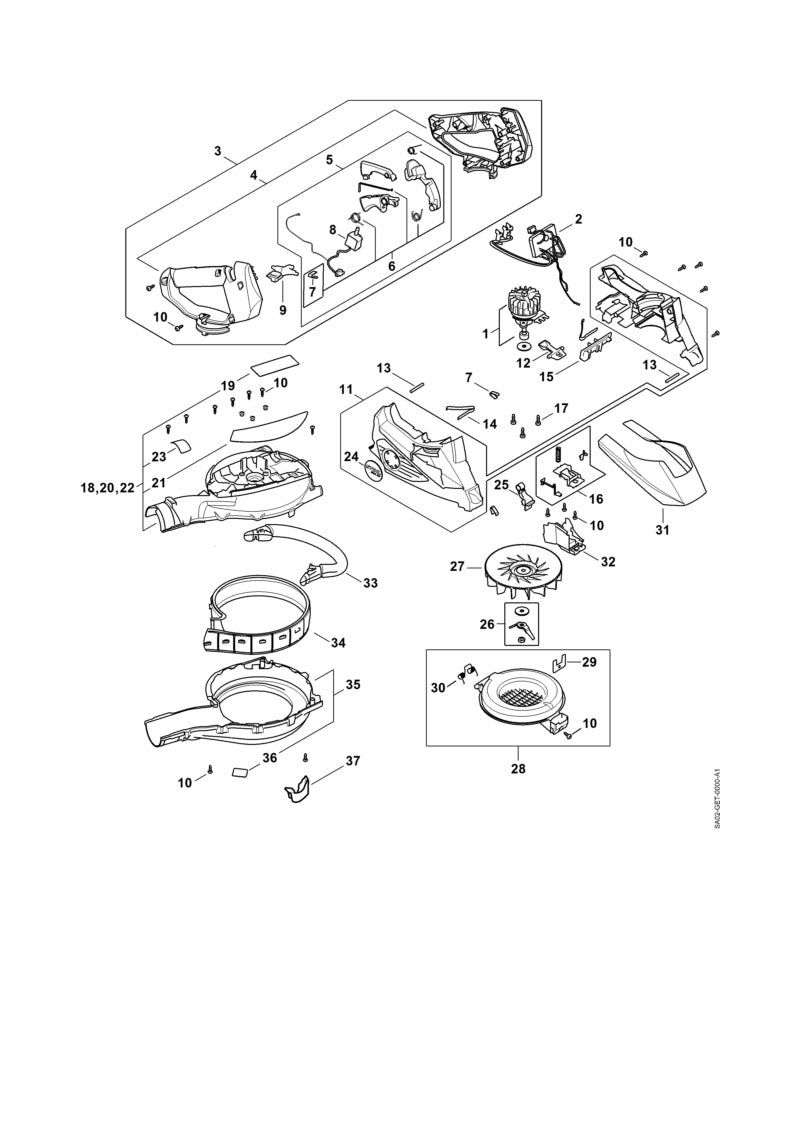 STIHL Torsion spring OEM 00009980624 technical drawing position 30